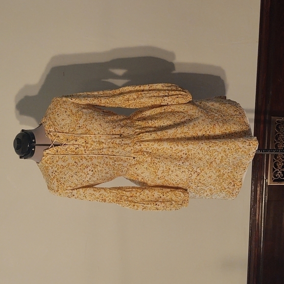 Handmade Floral Lace Up Dress with a Gathered Skirt and Sleeves - Picture 1 of 14